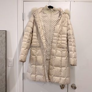 White fur trimmed winter coat